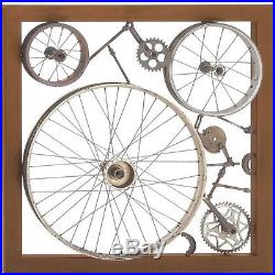 Vintage Wheels & Gears Wall Art Sculpture, Framed 3D Industrial Decor, Iron/Wood