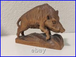Vintage Wild Boar Wood Carving Sculpture 9 cm Germany