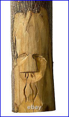 Vintage Wizard Figurine Art Sculpture Old Man Hand Carved Wood Decorative RARE