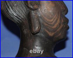 Vintage Woman Head Hand Carving Wood Statuette