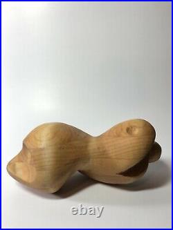 Vintage Wood Abstract Sculpture Biomorphic Unusual Hand Carved Form Art 9 1/2