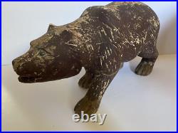 Vintage Wood Bear Figurine Folk Art Sculpture Large