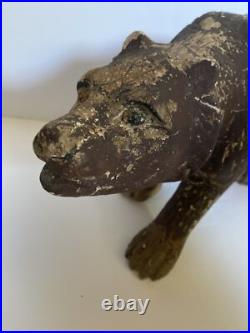 Vintage Wood Bear Figurine Folk Art Sculpture Large