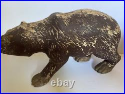 Vintage Wood Bear Figurine Folk Art Sculpture Large