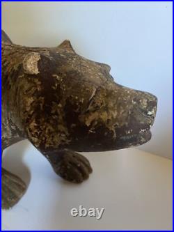 Vintage Wood Bear Figurine Folk Art Sculpture Large