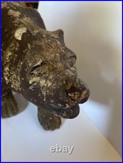 Vintage Wood Bear Figurine Folk Art Sculpture Large