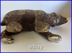 Vintage Wood Bear Figurine Folk Art Sculpture Large