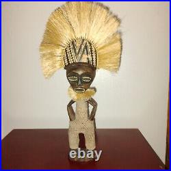 Vintage Wood Carved African Barotse Society Tribal Rain God Figure Sculpture