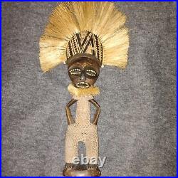 Vintage Wood Carved African Barotse Society Tribal Rain God Figure Sculpture