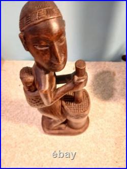 Vintage Wood Carved African Folk. Hand Crafted By J. LEONARD