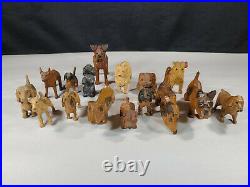 Vintage Wood Carved Dogs Folk Art Wood Carvings Lot Dachhund Spaniel Terrior ++