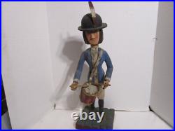 Vintage Wood Carved Drummer Folk Art Sculpture Signed 23.5T 1980's C. Jere USA