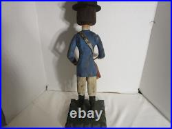 Vintage Wood Carved Drummer Folk Art Sculpture Signed 23.5T 1980's C. Jere USA