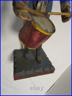 Vintage Wood Carved Drummer Folk Art Sculpture Signed 23.5T 1980's C. Jere USA