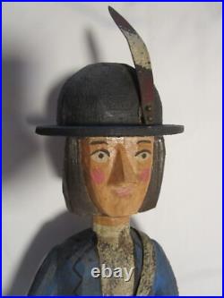 Vintage Wood Carved Drummer Folk Art Sculpture Signed 23.5T 1980's C. Jere USA