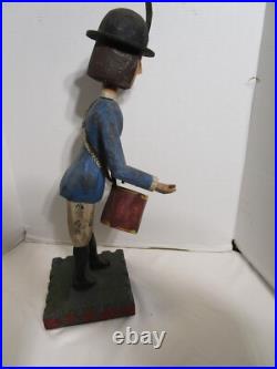 Vintage Wood Carved Drummer Folk Art Sculpture Signed 23.5T 1980's C. Jere USA