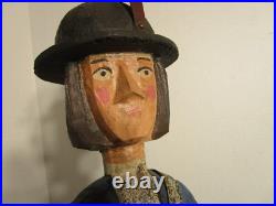 Vintage Wood Carved Drummer Folk Art Sculpture Signed 23.5T 1980's C. Jere USA