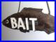 Vintage Wood Carved Fish Bait Trade Shop Sign 25 Folk Art 3D Wall Hanging Chain