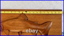 Vintage Wood Carved Fish Trout Wall Mounted Hand Signed Merriam 1977 RARE