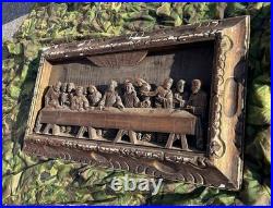 Vintage Wood Carved Jesus Christ The Last Supper Large Wall Plaque Carving 44.5 Vintage Wood Carved Jesus Christ The Last Supper Large Wall Plaque Carving 44.5