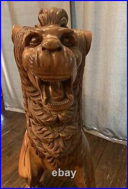 Vintage Wood Carved LION Statue Merry-Go-Round Carousel Style HUGE 59