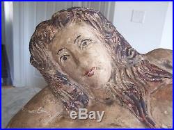 Vintage Wood Carved Laying Mermaid Sculpture Art 47 Long