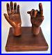 Vintage Wood Carved Life Sized Sculptured Hands / Santos Hands on Stand