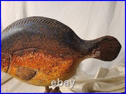 Vintage Wood Carved Painted Flat-Fish Sculpture Randy Hofman Wood Carver/Artist