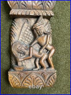Vintage Wood Carved Sculpture Wall Decor Kama Sutra Story Erotic Art