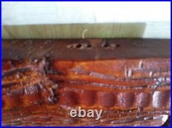 Vintage Wood Carved Wall Plaque Folk Art Rustic village scene 22x13 Large RARE