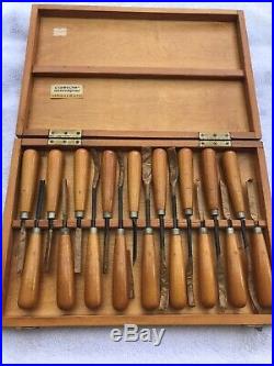 Vintage Wood Carving Chisel set of 18 In Wood Case Old Stock Price From Store