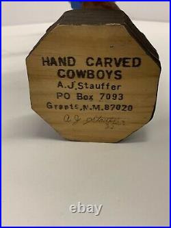 Vintage Wood Carving Folk Art AJ Stauffer Grants New Mexico Cowboy/Sheriff