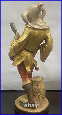 Vintage Wood Carving Jester Figure Till Eulenspiegel Owl Mirror 1980s