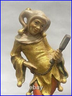 Vintage Wood Carving Jester Figure Till Eulenspiegel Owl Mirror 1980s