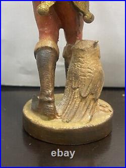 Vintage Wood Carving Jester Figure Till Eulenspiegel Owl Mirror 1980s