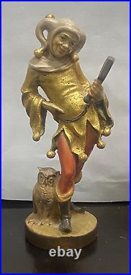 Vintage Wood Carving Jester Figure Till Eulenspiegel Owl Mirror 1980s