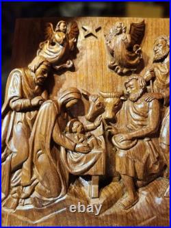 Vintage Wood Carving Native Scene