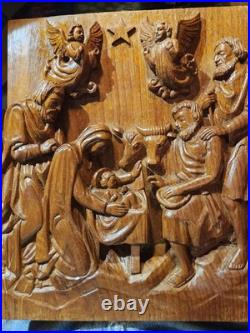 Vintage Wood Carving Native Scene