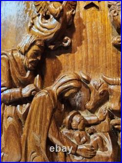 Vintage Wood Carving Native Scene