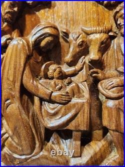 Vintage Wood Carving Native Scene