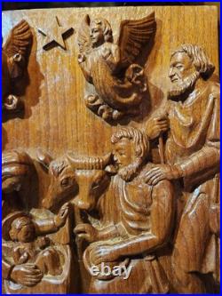 Vintage Wood Carving Native Scene