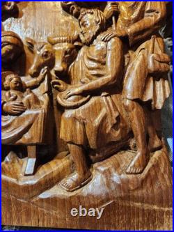 Vintage Wood Carving Native Scene