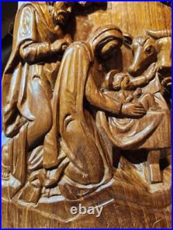 Vintage Wood Carving Native Scene