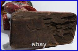 Vintage Wood Carving Painted Figure Music Man Statue India Wood Sculpture Art