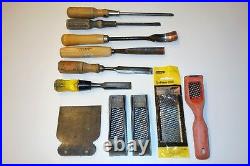 Vintage Wood Carving Tools, Bent Spoon, Sweep Straight Chisel, Stanley Surform