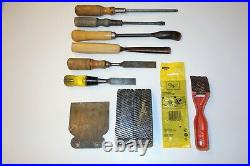 Vintage Wood Carving Tools, Bent Spoon, Sweep Straight Chisel, Stanley Surform