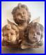 Vintage Wood Carving Triple Cherub Putti Angel Wall Sculpture Large Walnut
