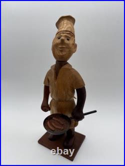 Vintage Wood Chef Statue Figure Made In Italy Hand Made by Romano RARE