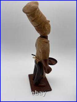 Vintage Wood Chef Statue Figure Made In Italy Hand Made by Romano RARE