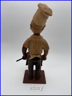 Vintage Wood Chef Statue Figure Made In Italy Hand Made by Romano RARE
